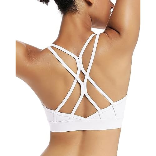 RUNNING GIRL Sports Bras for Women,Strappy Crisscross Back Padded Low Impact Running Sports Bra with Removable Cups