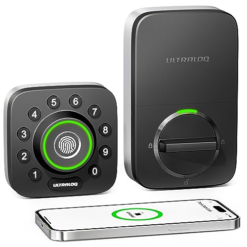 ULTRALOQ U-Bolt Pro WiFi Smart Lock with Door Sensor, 8-in-1 Keyless Entry Door Lock with Fingerprint ID, App Remote Control, Built-in WiFi Keypad Deadbolt, Auto Unlock, IP65 Waterproof, Eas