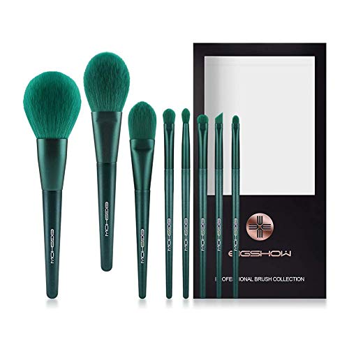 EIGSHOW Make up Pinsel, 8 Teile professionelle pinselset, synthetische grüne Kosmetik, Pinsel für Foundation, Puder, Concealer, zum Mischen von Lidschatten und für Kabuki Make-up