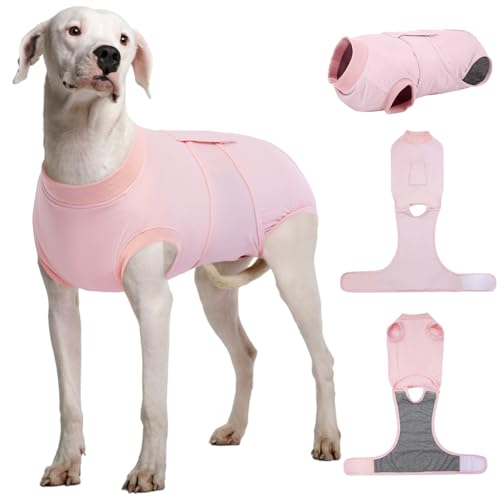 Kuoser Dog Recovery Suit for Dogs After Surgery, Soft Dog Surgical Onesie for Female Male Dogs Spay Neuter, Anti-Licking Pet Bodysuit for Abdominal Wounds, Skin Disease, E-Collar Alternative