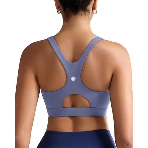RUNNING GIRL Sports Bras for Women High Support,Racerback High Impact Grey Sports Bra Moulded Cup Workout Bra Push up